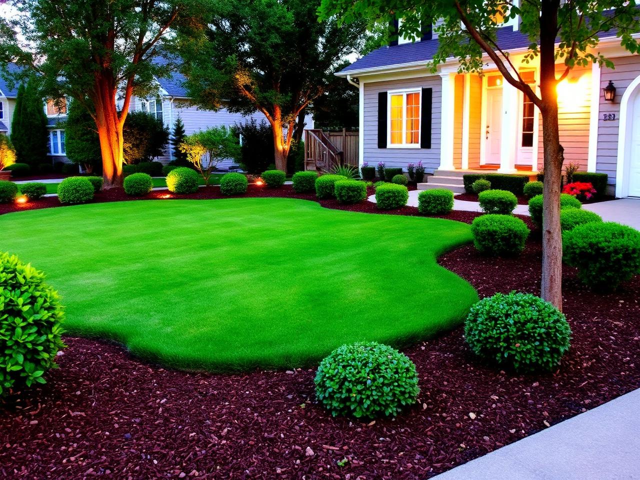 Manicured lawn and landscaping